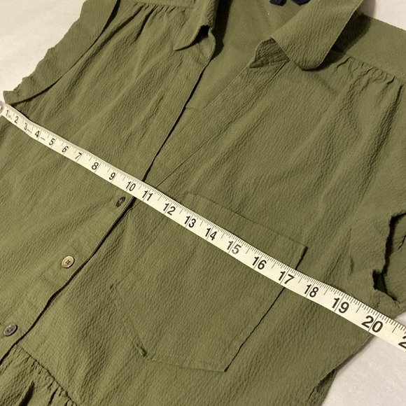 Veronica Beard Trisha Tiered Shirt Green Dress with liner Button Down Size Large - Picture 12 of 15